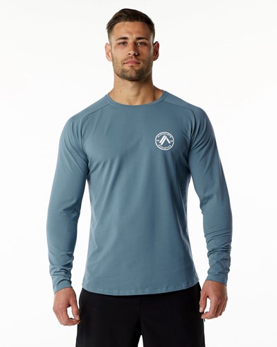 Atlantic Blue Alphalete Fitted Performance Long Sleeve | JGYIMP394