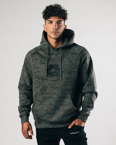 Battle Green Alphalete Fitted Performance Hoodie | CISDFJ785