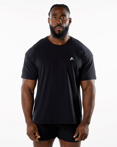 Black Alphalete Drop Shoulder Tee | CLQTOF486