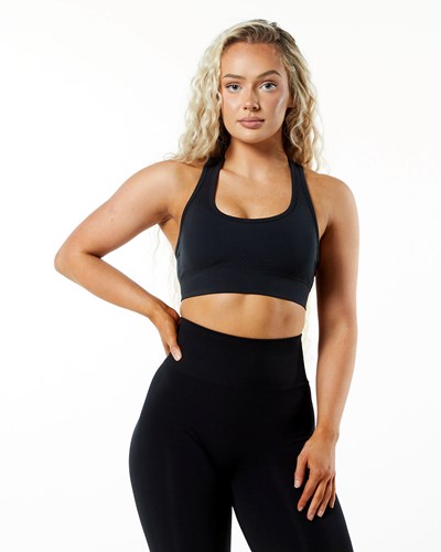 Black Alphalete High-Impact Seamless Sports Bra | GEAVSC429