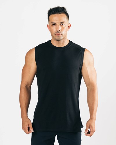 Black Alphalete High-Neck Premium Cutoff | TFCOVD169