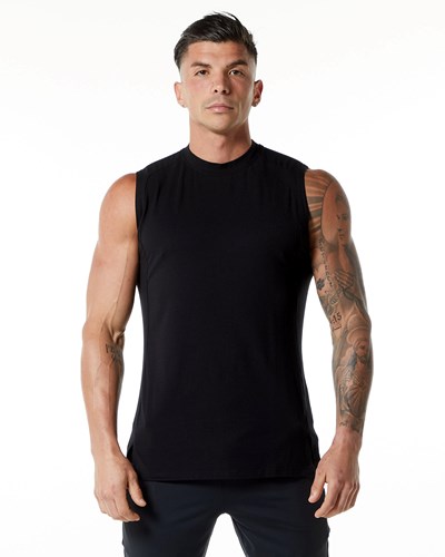 Black Alphalete High-Neck Premium Tank | NZHGWC163