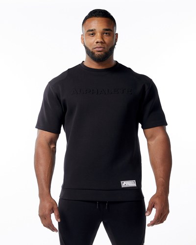 Black Alphalete Interlock Knit Pullover | PVOWIG894