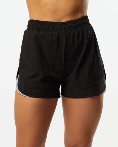 Black Alphalete Lined Woven 4-Way Stretch Short | YHRFOP391