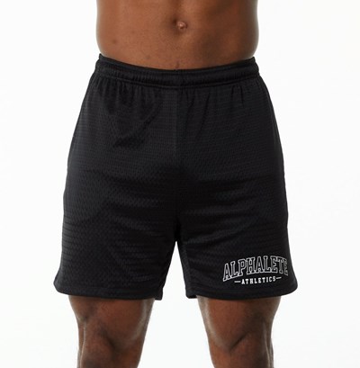 Black Alphalete Luxury Lined 4-Way Stretch Mesh Short | SYZKUN273