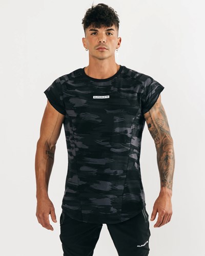 Black Canvas Camo Alphalete High Performance Sleeveless Tee | UYDGTV167