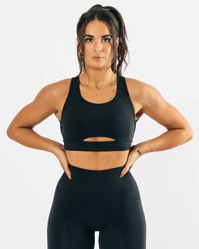 Black Marl Alphalete High-Impact Seamless Sports Bra | LYSVWN624