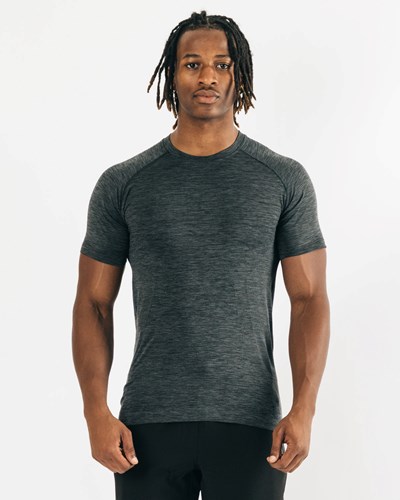 Black Marl Alphalete High Performance Seamless Short Sleeve Tee | BQUCFI396