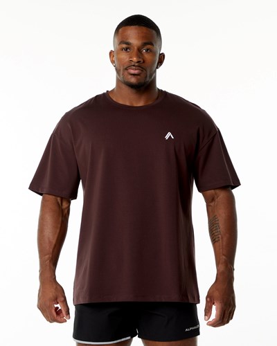 Burgundy Alphalete Drop Shoulder Tee | NZALPT497