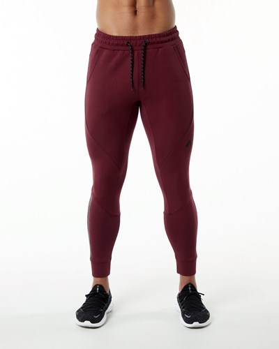 Burgundy Alphalete Interlock Knit Cuffed Jogger | EXODMV706