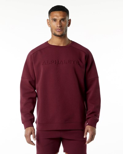 Burgundy Alphalete Relaxed Interlock Knit Pullover | MPANJB952