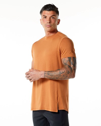 Camel Alphalete High-Neck Premium Short Sleeve Tee | ZIXGTM237