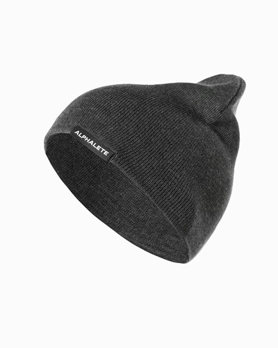 Charcoal Alphalete Cotton Knit Beanie | ATKZUL109