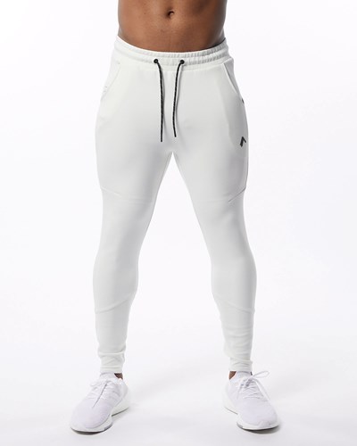 Cream Alphalete Interlock Knit Zip Jogger | PWLJIU329