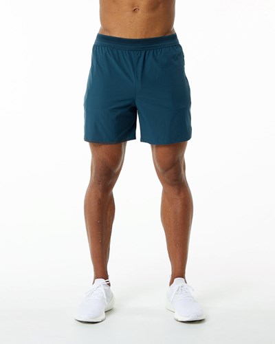 Dark Blue Alphalete Woven Training Short | YCKQTZ834