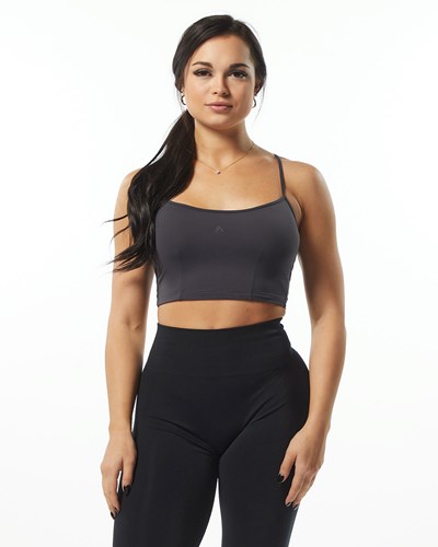 Dark Grey Alphalete Camisole Y-Back Crop Tank | WDOZXL072