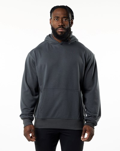 Dark Grey Alphalete Luxury Velvet Lined Hoodie | WQREFS827