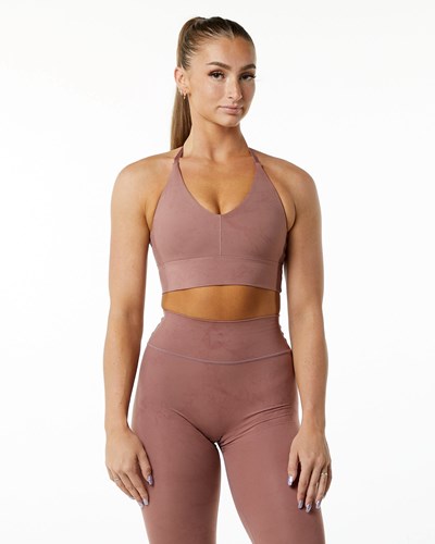 Dusty Rose Alphalete Medium-Impact Luxury Sports Bra | TNOEMP251