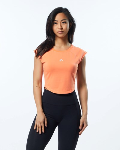 Electric Peach Alphalete High Performance Short Sleeve Crop Tee | YNXGAI089