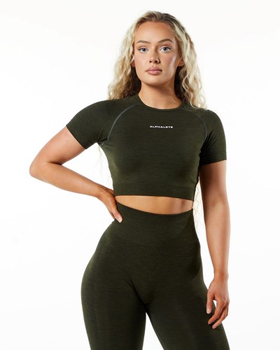 Evergreen Alphalete Cropped Seamless Short Sleeve | TEIYXC304