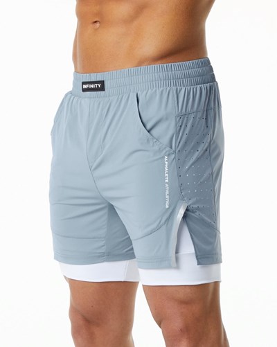 Fog Blue Alphalete Compression Lined Woven Training Short | GVPWSC241