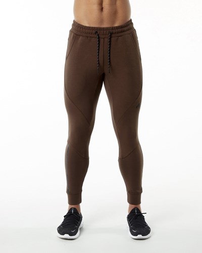 Fudge Brown Alphalete Interlock Knit Cuffed Jogger | RJHGTX453