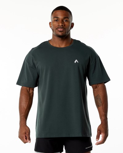 Hunter Green Alphalete Drop Shoulder Tee | WDRABU831