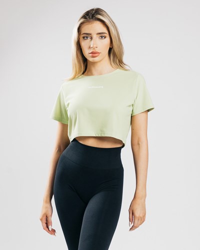 Light Green Alphalete Cropped Lightweight Short Sleeve | HNFUIP295