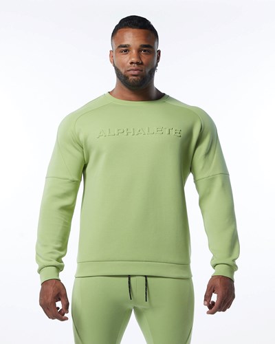 Light Green Alphalete Interlock Knit Pullover | RVSGWP802