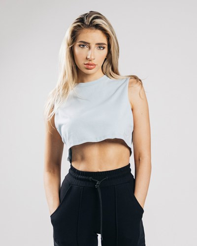 Lotus Blue Alphalete Heavy Cotton Cropped Cutoff | TDGKMR874