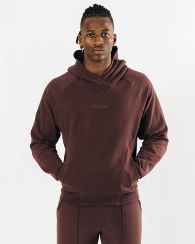 Mahogany Alphalete Relaxed Single-Brushed Pullover Hoodie | IXSVNZ415