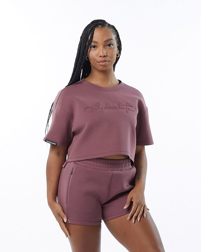 Mauve Alphalete Interlock Knit Crop Pullover | COGYMK018