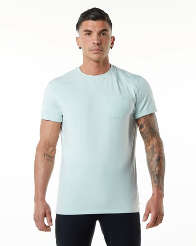 Mirage Blue Alphalete Premium Short Sleeve Pocket Tee | BEAMXD321