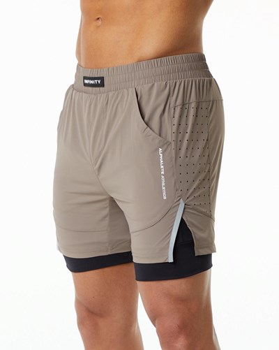 Mocha Alphalete Compression Lined Woven Training Short | OCQIDY371