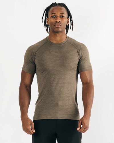 Mocha Alphalete High Performance Seamless Short Sleeve Tee | FOIVNY036