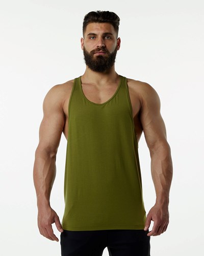 Moss Green Alphalete Fitted Premium Stringer | THNPSL069