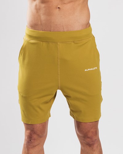 Mustard Alphalete 4-Way Stretch 8" Short | LWROGC328