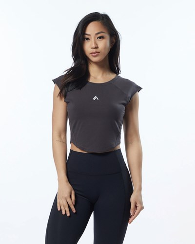 Obscure Grey Alphalete High Performance Short Sleeve Crop Tee | RZUEHT175