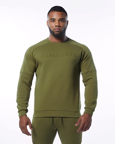 Olive Alphalete Interlock Knit Pullover | OPYVXT958