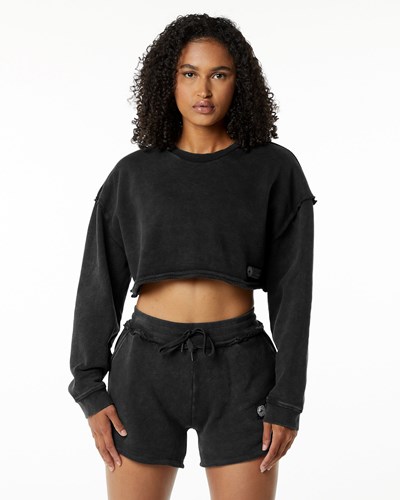 Onyx Alphalete Heavyweight Washed Terry Crop Pullover | HZVMCK613