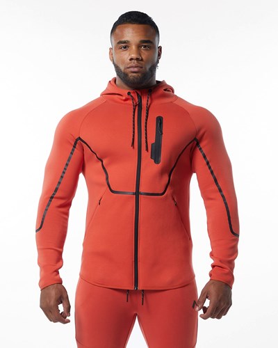 Orange Alphalete Interlock Knit Full-Zip Hoodie | ACSZHU850