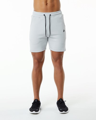 Oyster Grey Alphalete Interlock Knit 6" Short | IRYQLC209