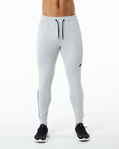 Oyster Grey Alphalete Interlock Knit Cuffed Jogger | VJSLDI439