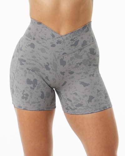 Pebble Print Stone Grey Alphalete Single Brushed Cross-Wrapped Short | YENOWB069