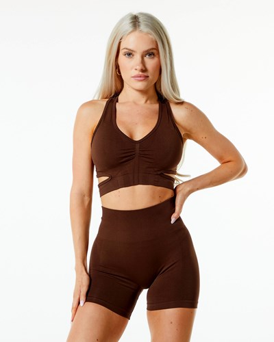 Rich Brown Alphalete High-Impact Seamless Sports Bra | WKNVHU742