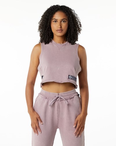 Rose Quartz Alphalete Mid-Weight Washed Terry Crop Cutoff | TSFEXK803