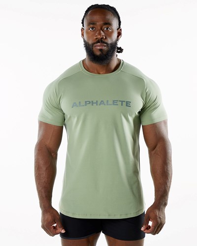 Sage Alphalete Fitted Performance Short Sleeve | XNWVAZ269