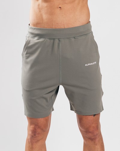 Stone Grey Alphalete 4-Way Stretch 8" Short | ZJHFMQ130