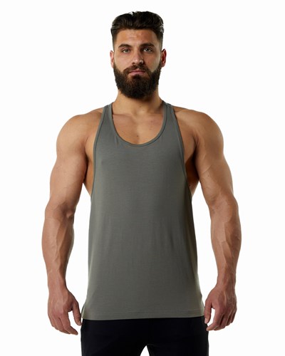 Stone Grey Alphalete Fitted Premium Stringer | JACTGF985