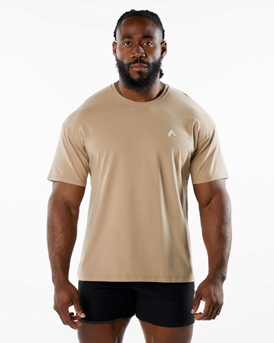 Taupe Alphalete Drop Shoulder Tee | KEJXAV874